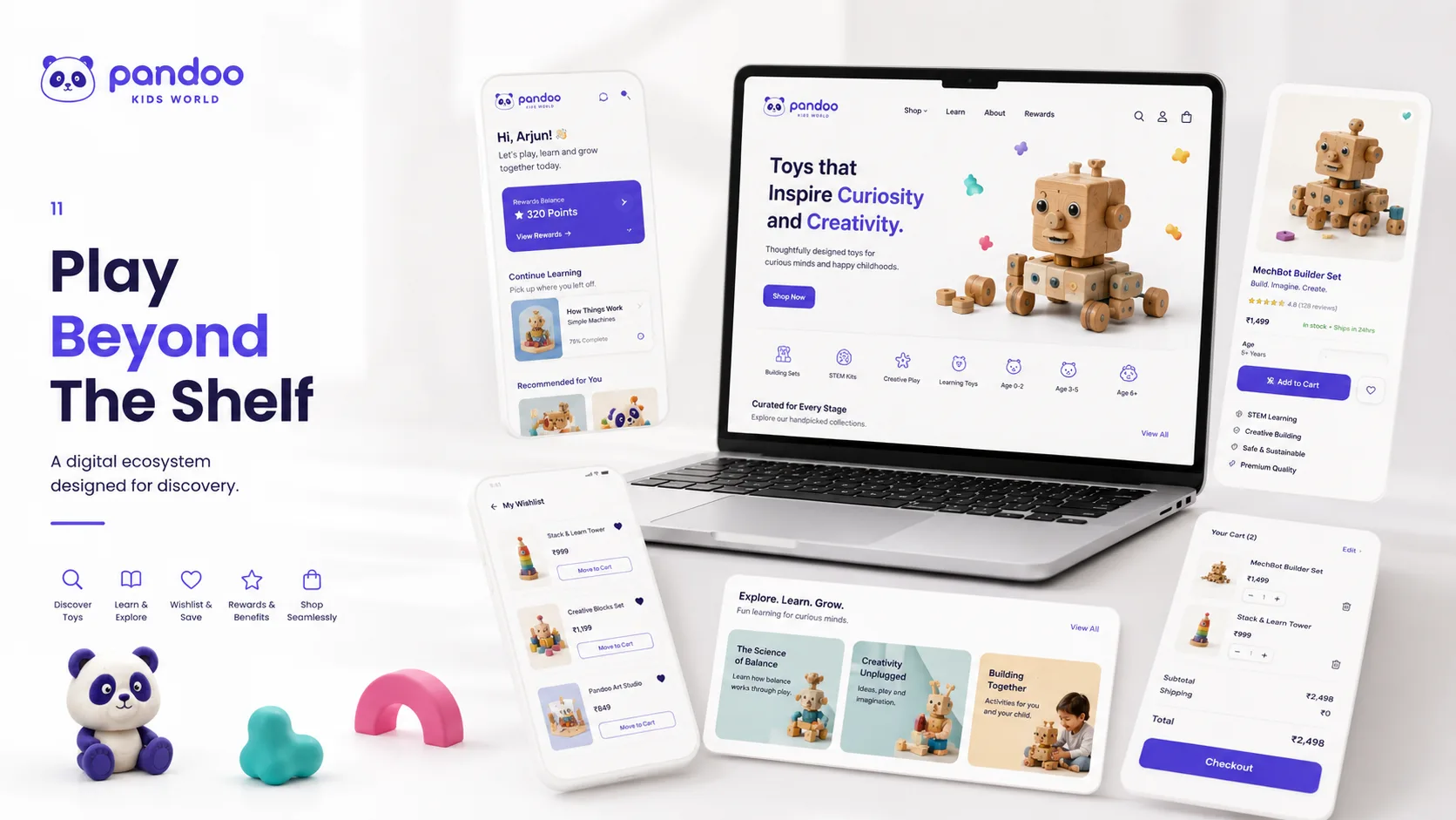 Pandoo Kids World — Logo and Branding packaging & visual design mockup 11 by Raghav Chopra